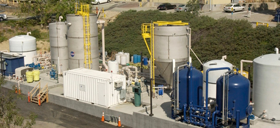 On-site treatment plant: The NASA groundwater treatment plant located at the Jet Propulsion Laboratory (JPL) source area treats groundwater at a 300 gallons-per-minute capacity and is located at the site with the highest groundwater chemical concentrations. The plant is helping to stop chemicals from moving off of the JPL facility.